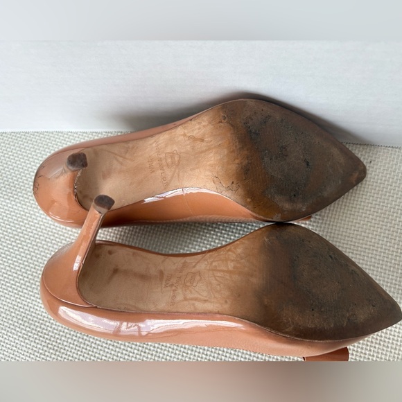 Ann Taylor Pink High Heel Pumps Patent Leather Bow Pointed Toe 7.5 - Picture 4 of 12